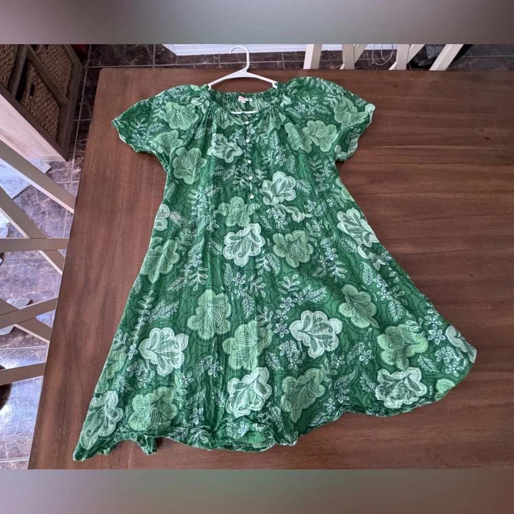 Sundry Anthropologie V Neck Mini Sling Dress Green Floral Size 3